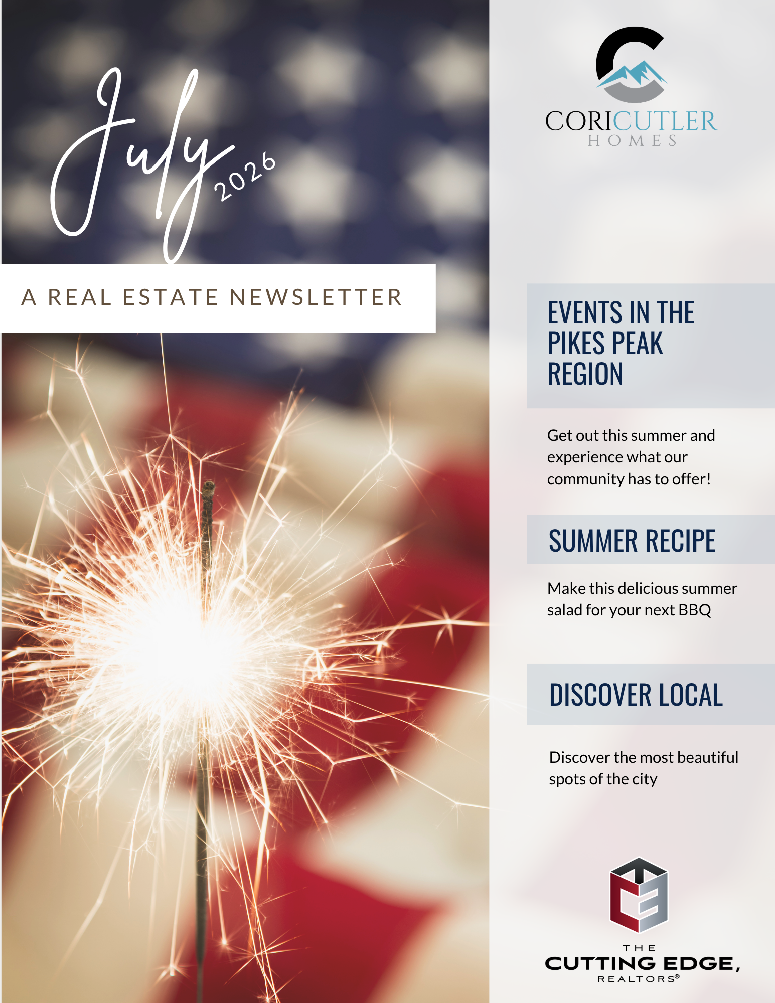 Cori Cutler Homes July 2026 Newsletter page 1
