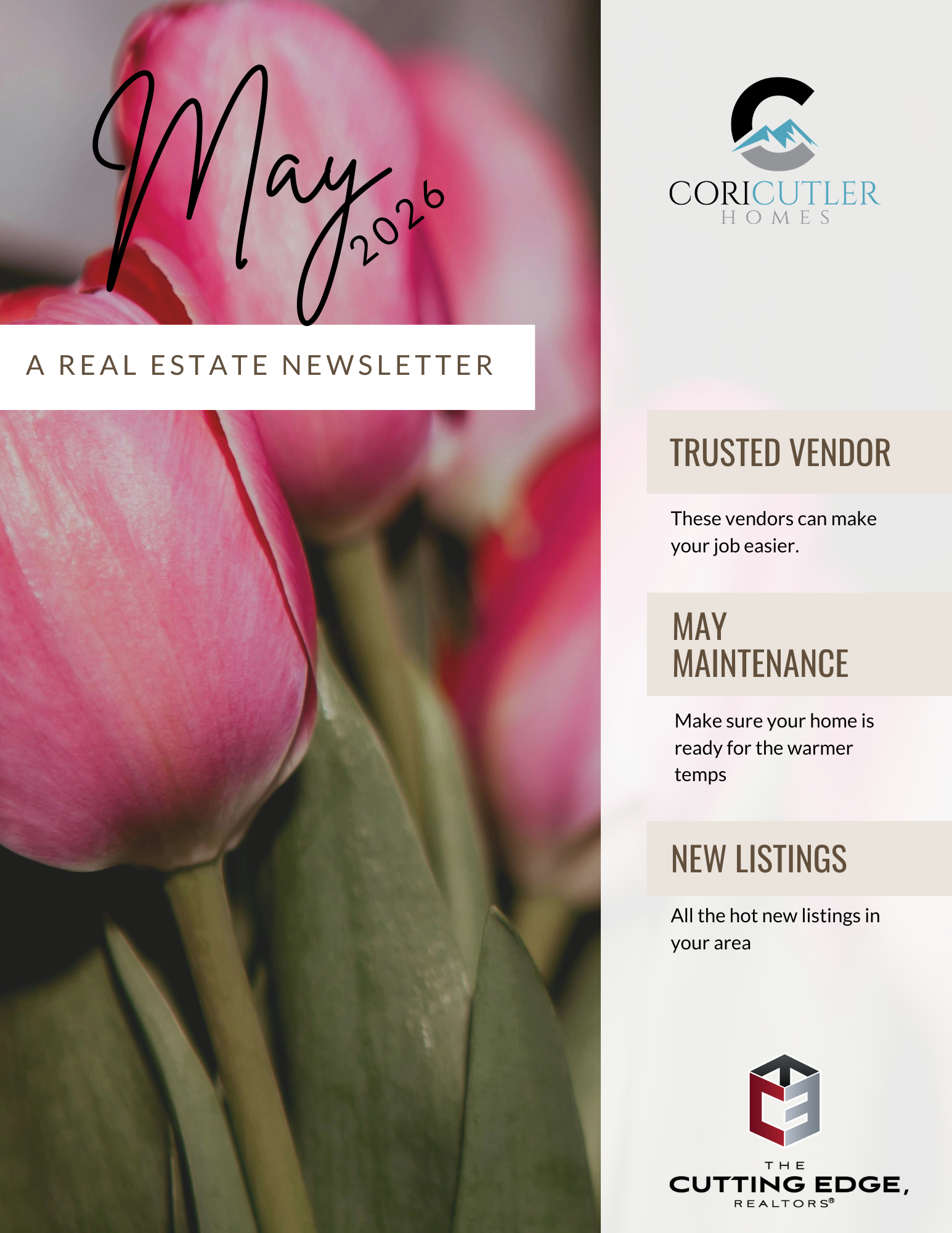 Cori Cutler Homes May 2026 Newsletter page 1